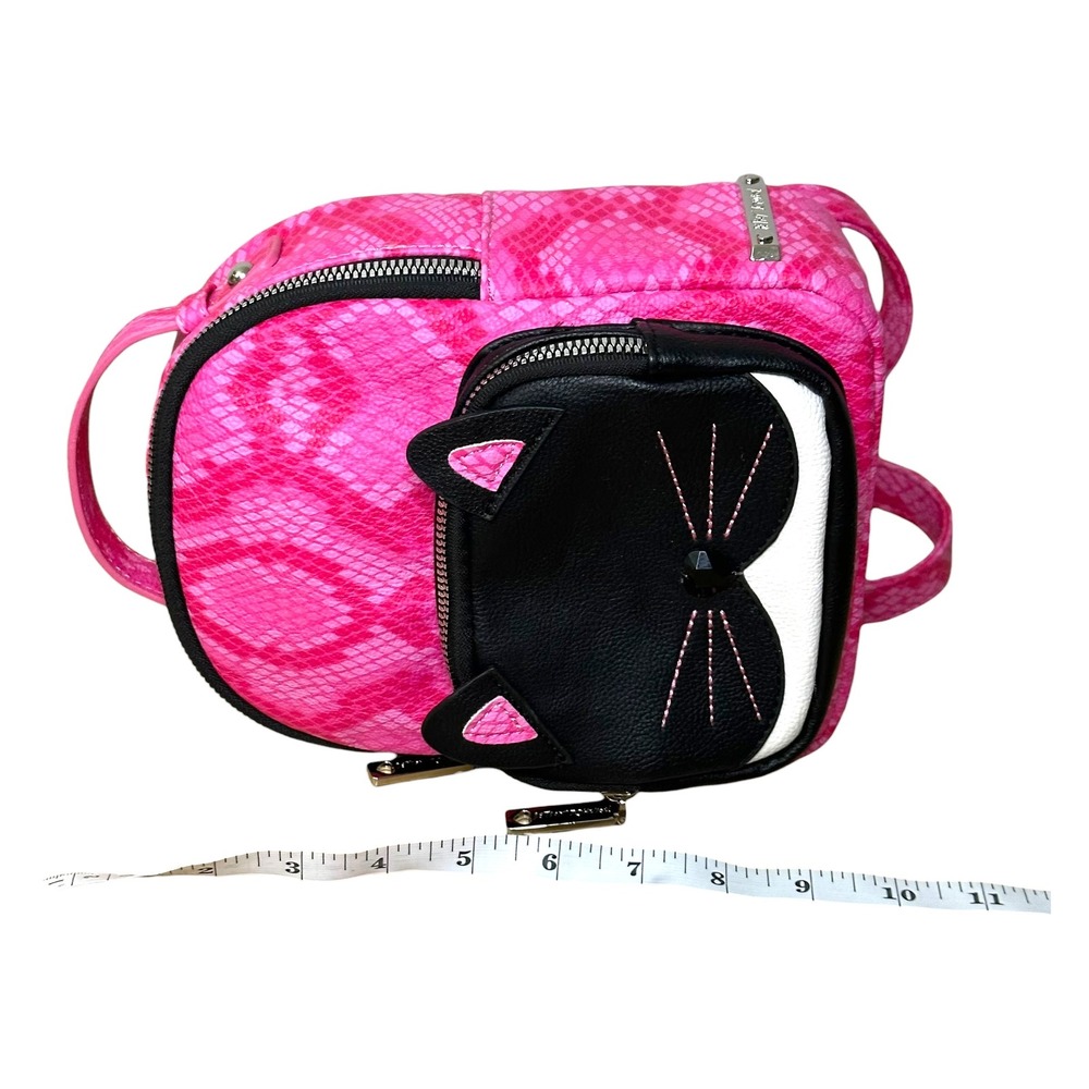 Betsey Johnson Cat Mini Backpack Pink Snakeskin Crossbody Y2K Novelty Bag‎ - Picture 11 of 11